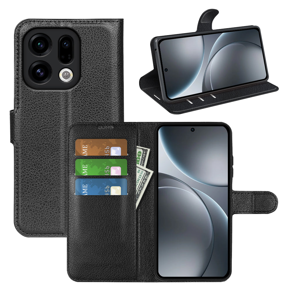 For Oppo Find X9 5G Case Litchi Texture Shockproof Leather Wallet Phone Cover
