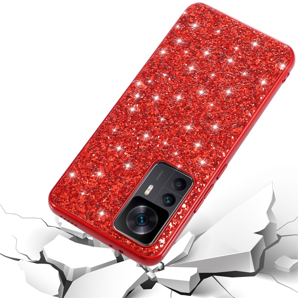 For Xiaomi 12T 5G / 12T Pro 5G / Redmi K50 Ultra 5G Shiny Glitter Sequins Phone Case Scratch Proof Electroplating TPU Frame Hard PC Back Cover