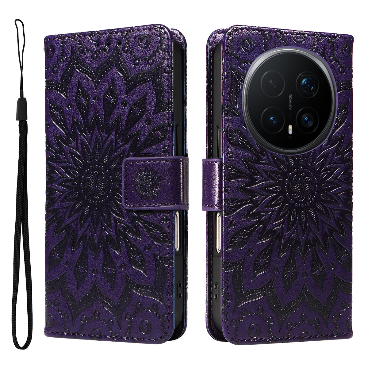 For Honor Magic8 Pro 5G Leather Wallet Case Sunflower Imprinted Phone Cover