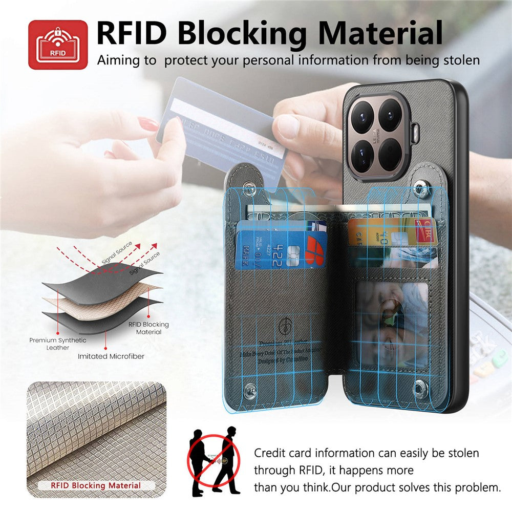 For Xiaomi 15T Pro Case with Card Holder Kickstand Leather + TPU + PC Phone Cover