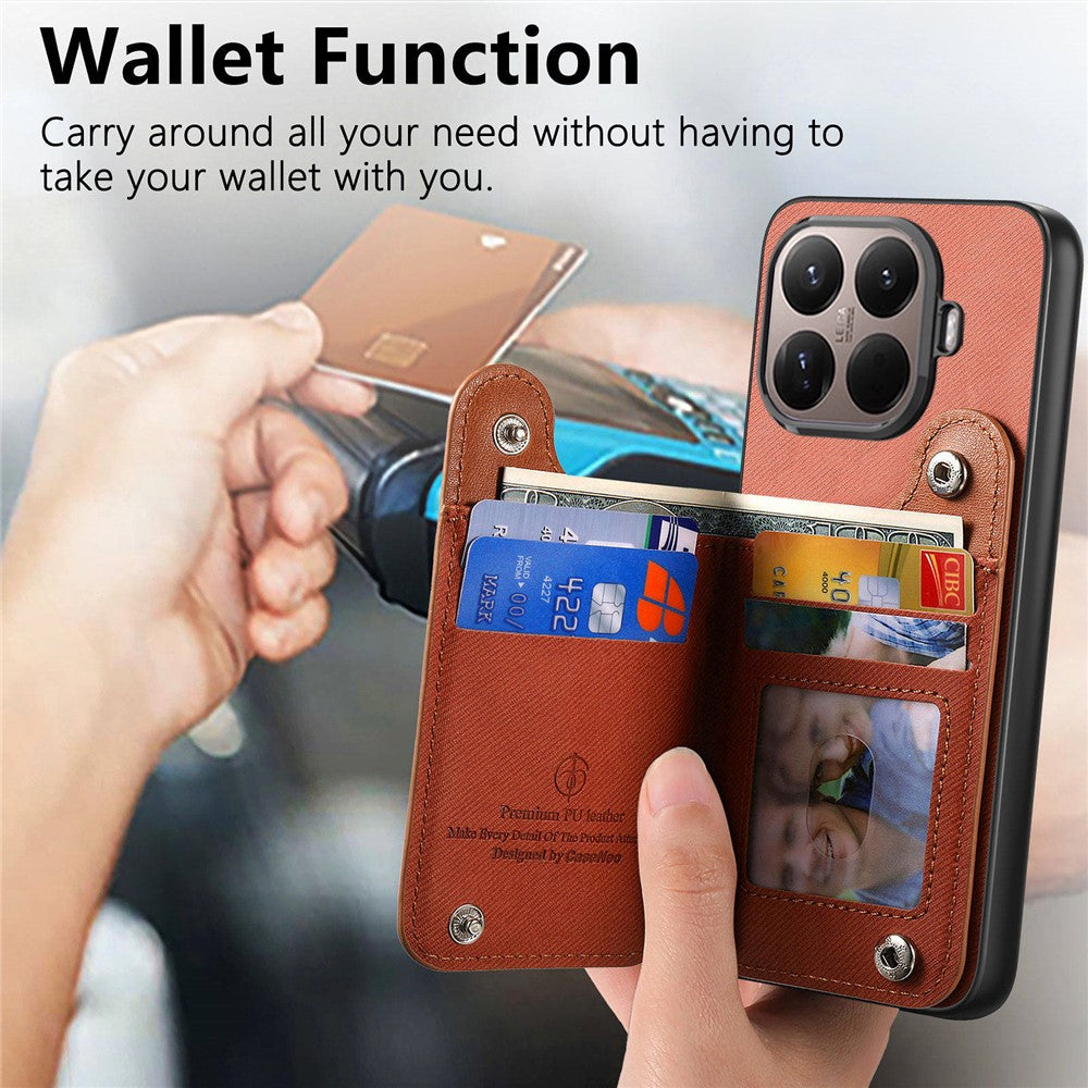 For Xiaomi 15T Pro Case RFID Blocking Card Holder Jeans Cloth Texture Leather Back Cover with Elastic Wristband
