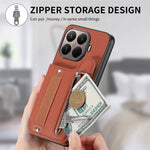 For Xiaomi 15T Pro Case RFID Blocking Card Holder Jeans Cloth Texture Leather Back Cover with Elastic Wristband