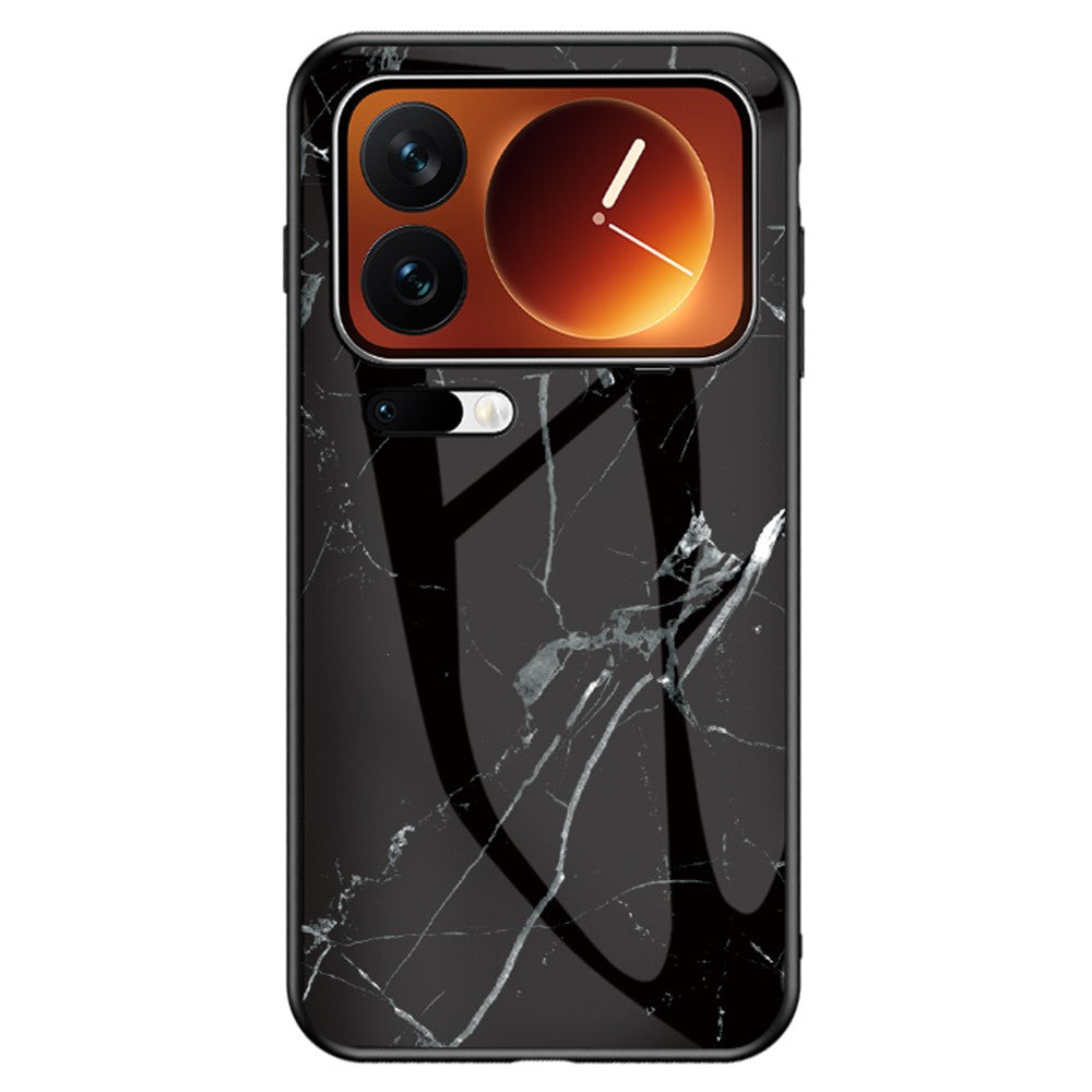 For Xiaomi 17 Pro Case Marble Pattern Tempered Glass + PC + TPU Protective Phone Cover