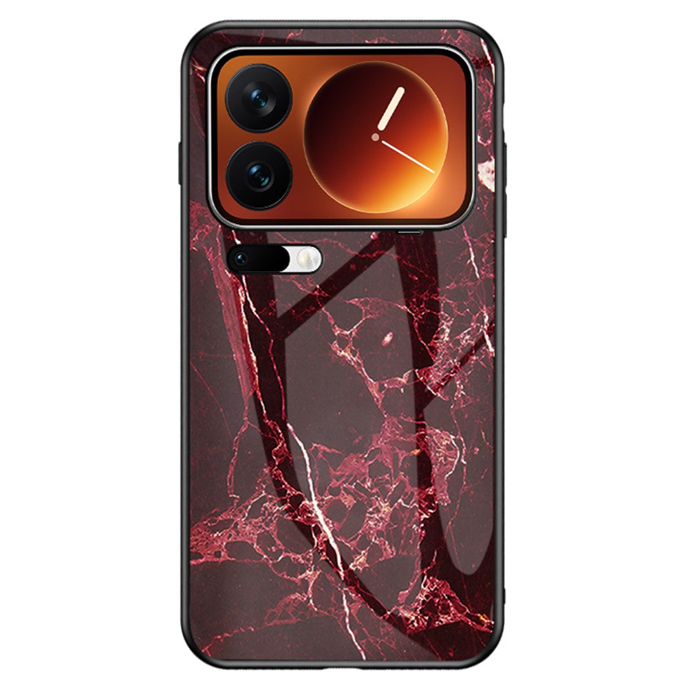 For Xiaomi 17 Pro Max Case Marble Pattern Tempered Glass + PC + TPU Protective Phone Cover