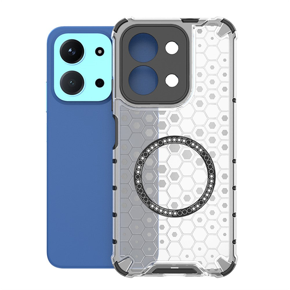 For Xiaomi Redmi 15C 4G (Global) (171mm) / Poco C85 4G (171mm) Magnetic Case Honeycomb Design TPU + PC Phone Cover