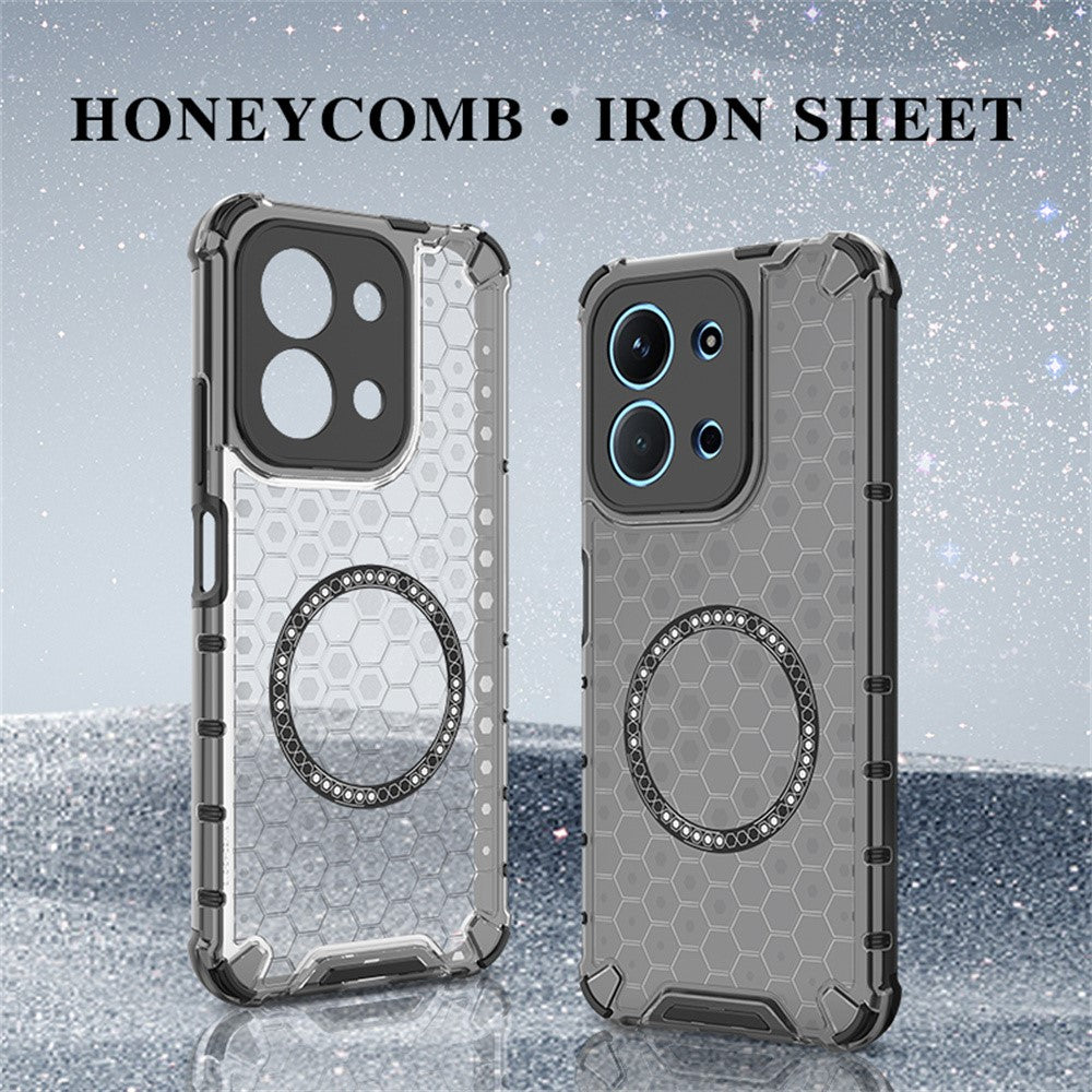 For Xiaomi Redmi 15C 4G (Global) (171mm) / Poco C85 4G (171mm) Magnetic Case Honeycomb Design TPU + PC Phone Cover