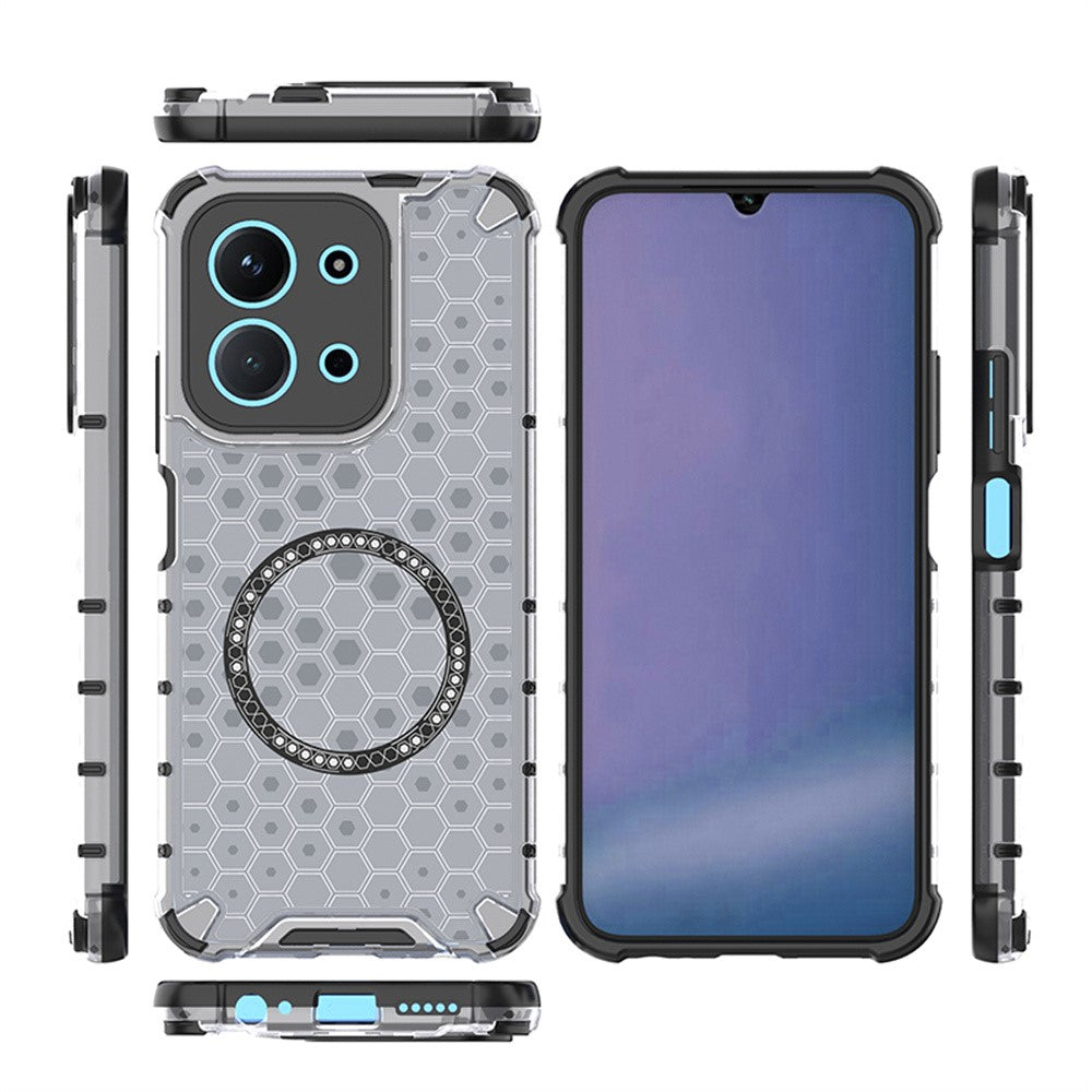 For Xiaomi Redmi 15C 4G (Global) (171mm) / Poco C85 4G (171mm) Magnetic Case Honeycomb Design TPU + PC Phone Cover