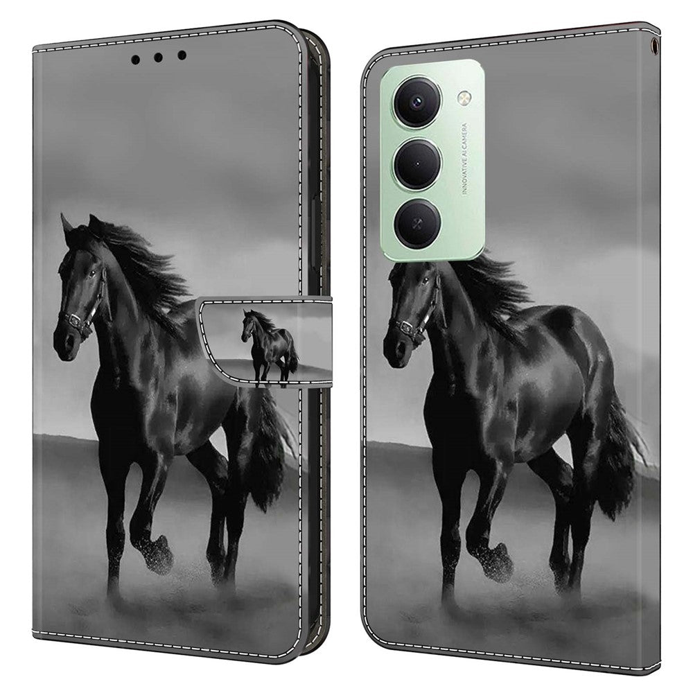 For Xiaomi Redmi 15 4G (EU) (171mm) Case Magnetic Clasp 3D Pattern Leather Wallet Phone Cover