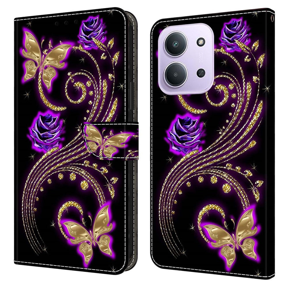 For Xiaomi Redmi 15C 4G (Global) (171mm)  /  Poco C85 4G (171mm) Case 3D Pattern PU Leather Wallet Phone Cover with Stand
