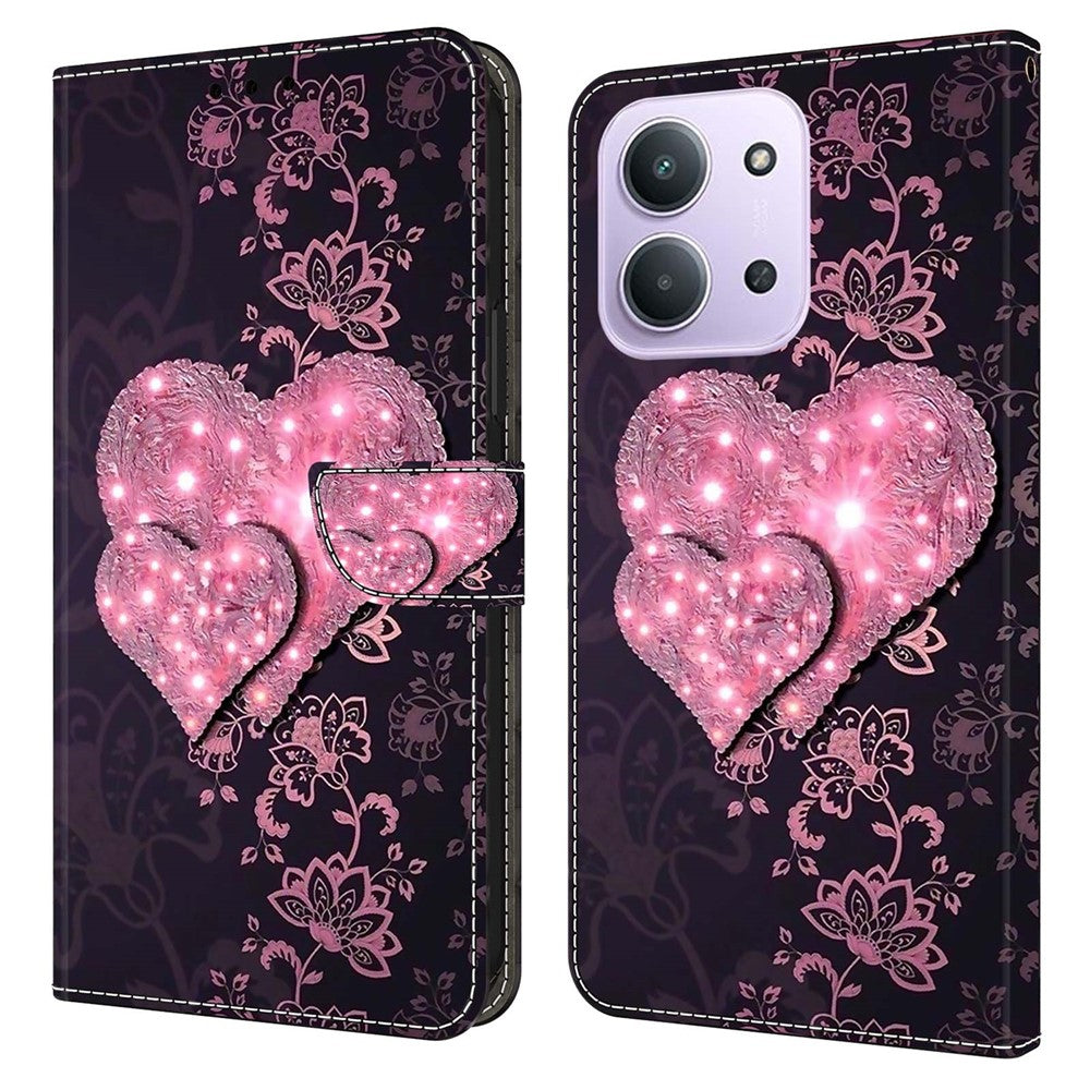 For Xiaomi Redmi 15C 4G (Global) (171mm)  /  Poco C85 4G (171mm) Case 3D Pattern PU Leather Wallet Phone Cover with Stand