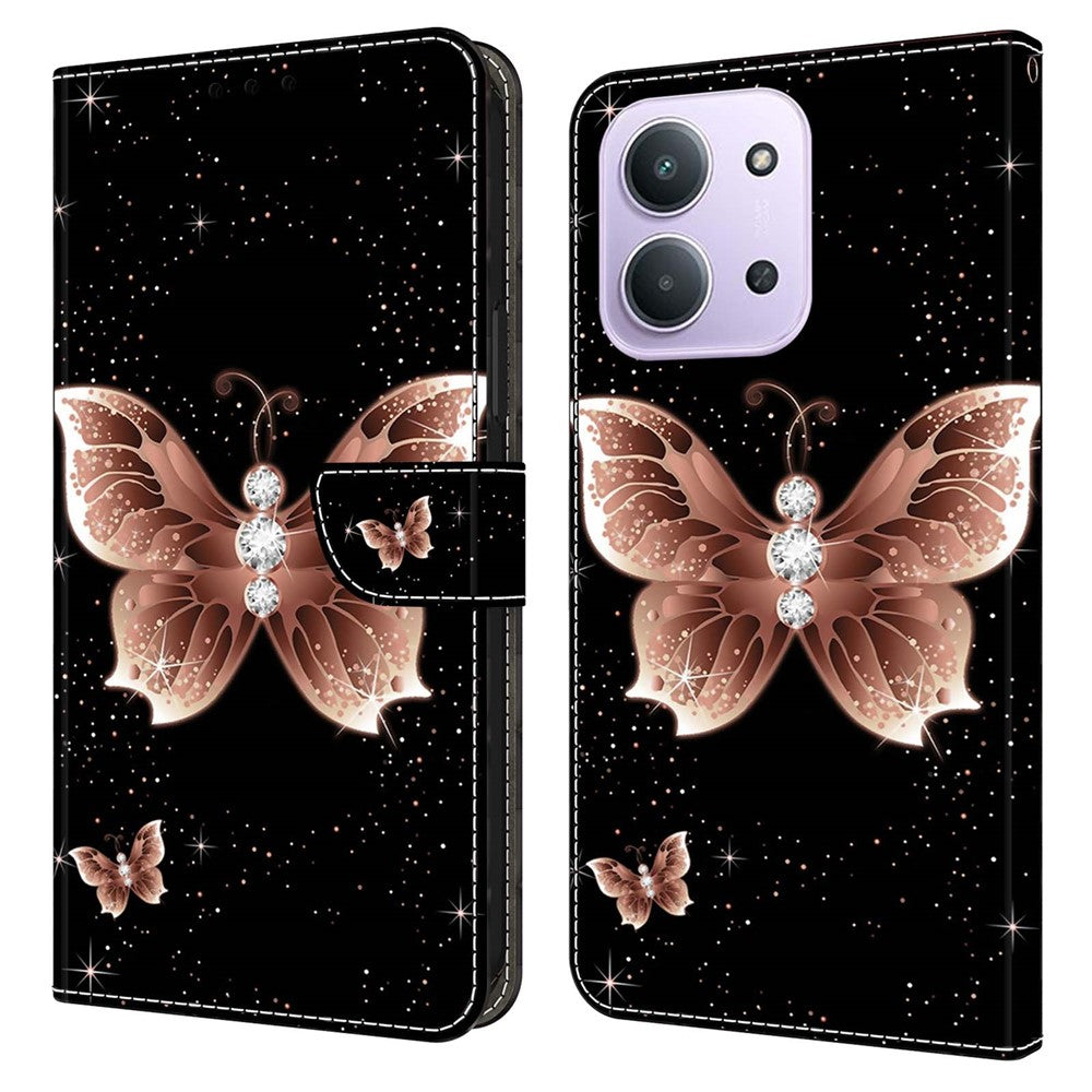 For Xiaomi Redmi 15C 4G (Global) (171mm)  /  Poco C85 4G (171mm) Case 3D Pattern PU Leather Wallet Phone Cover with Stand