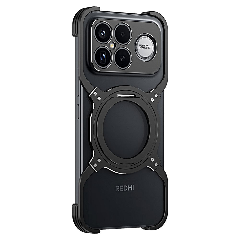 Magnetisk telefoncover til Xiaomi Redmi K90 Pro Max 5G / Poco F8 Ultra med støtteben og metalbumper