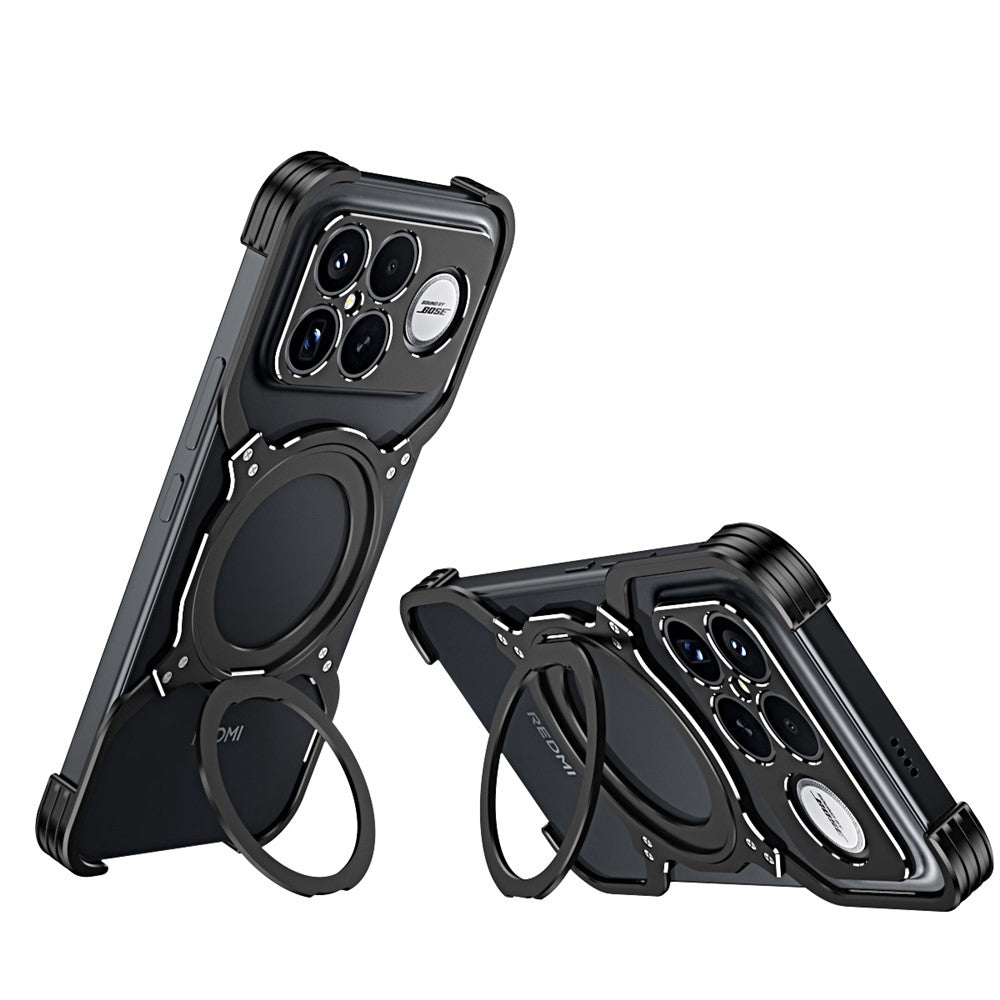 Magnetisk telefoncover til Xiaomi Redmi K90 Pro Max 5G / Poco F8 Ultra med støtteben og metalbumper