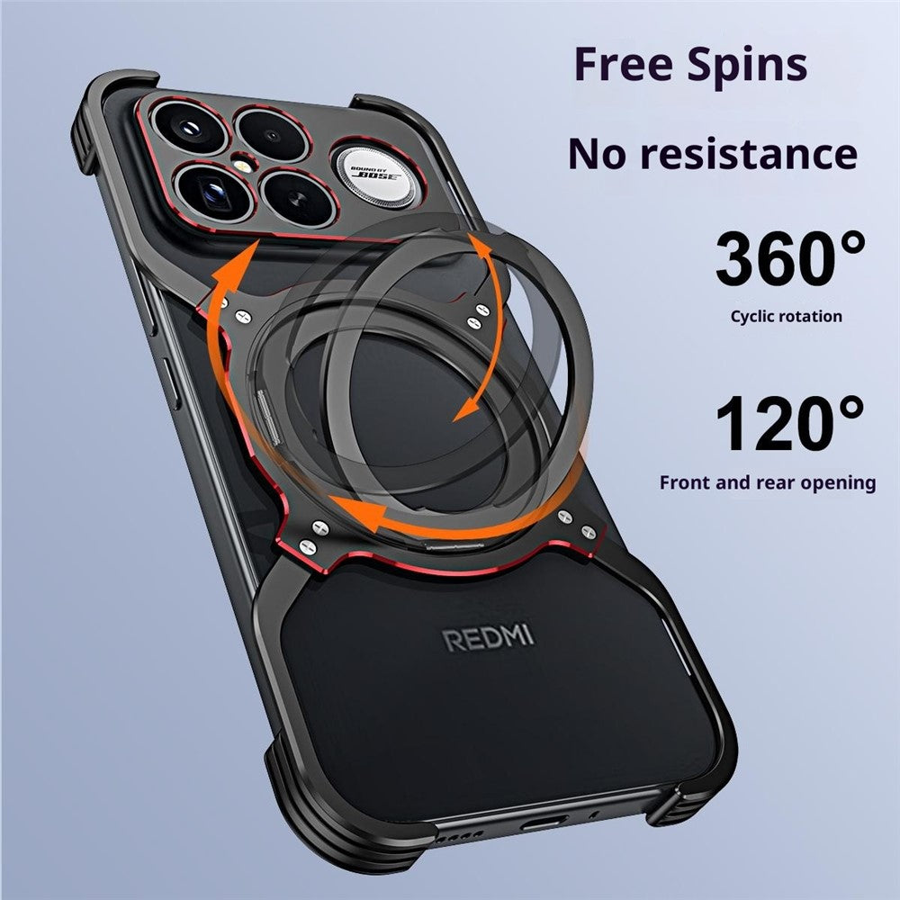 Magnetisk telefoncover til Xiaomi Redmi K90 Pro Max 5G / Poco F8 Ultra med støtteben og metalbumper