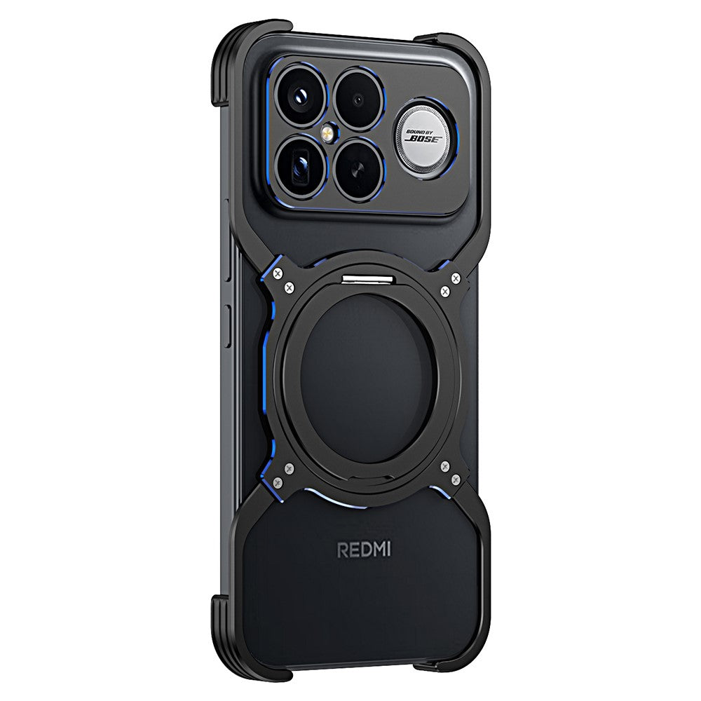 Magnetisk telefoncover til Xiaomi Redmi K90 Pro Max 5G / Poco F8 Ultra med støtteben og metalbumper