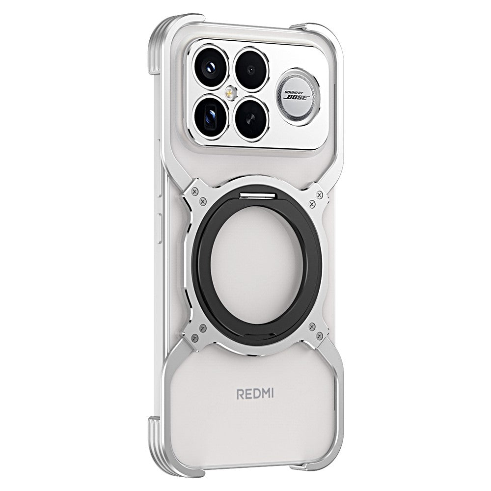 Magnetisk telefoncover til Xiaomi Redmi K90 Pro Max 5G / Poco F8 Ultra med støtteben og metalbumper