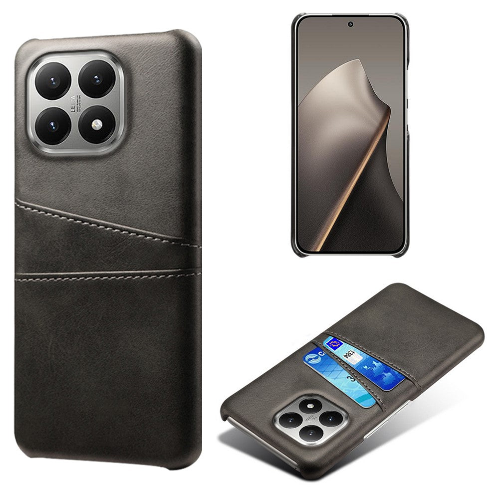 For Xiaomi 15T Case Dual Card Slots PU Leather + Hard PC Phone Cover