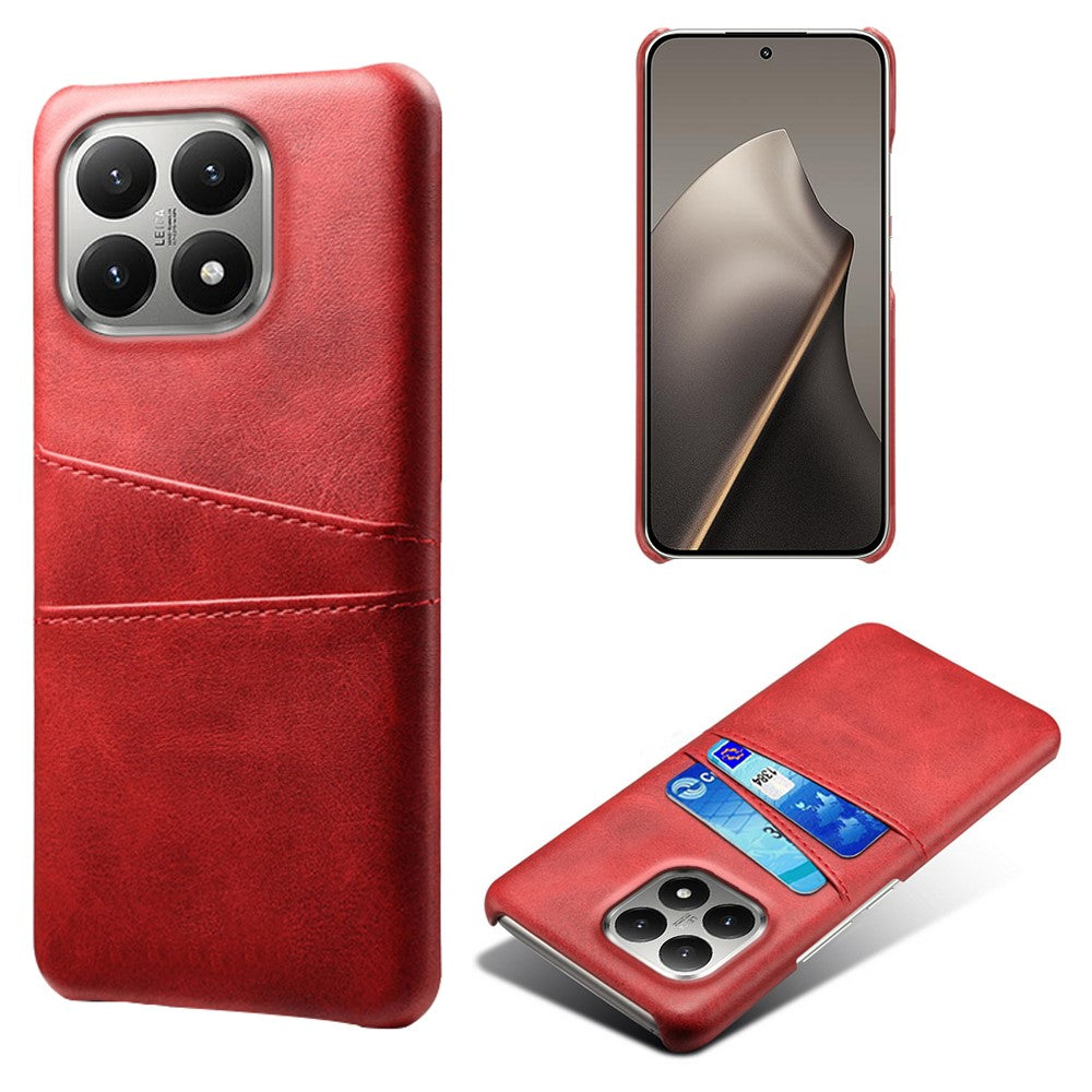 For Xiaomi 15T Case Dual Card Slots PU Leather + Hard PC Phone Cover