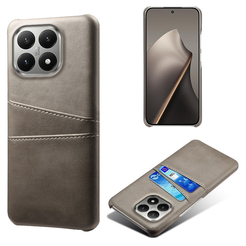For Xiaomi 15T Case Dual Card Slots PU Leather + Hard PC Phone Cover