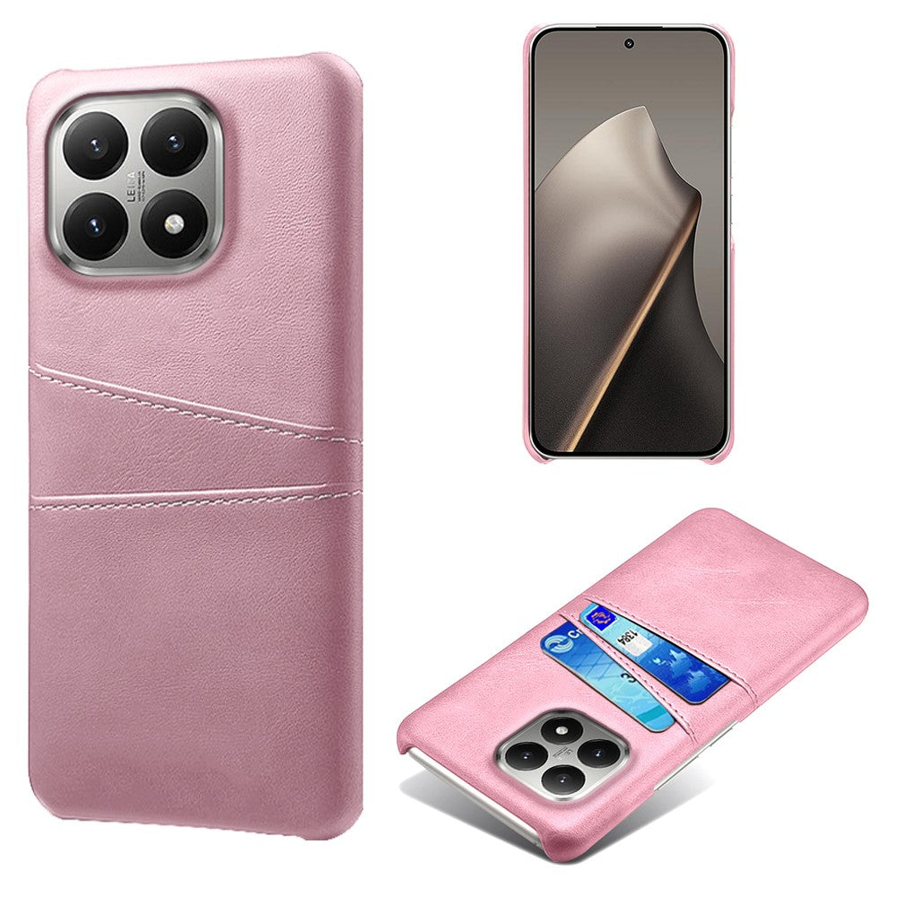 For Xiaomi 15T Case Dual Card Slots PU Leather + Hard PC Phone Cover