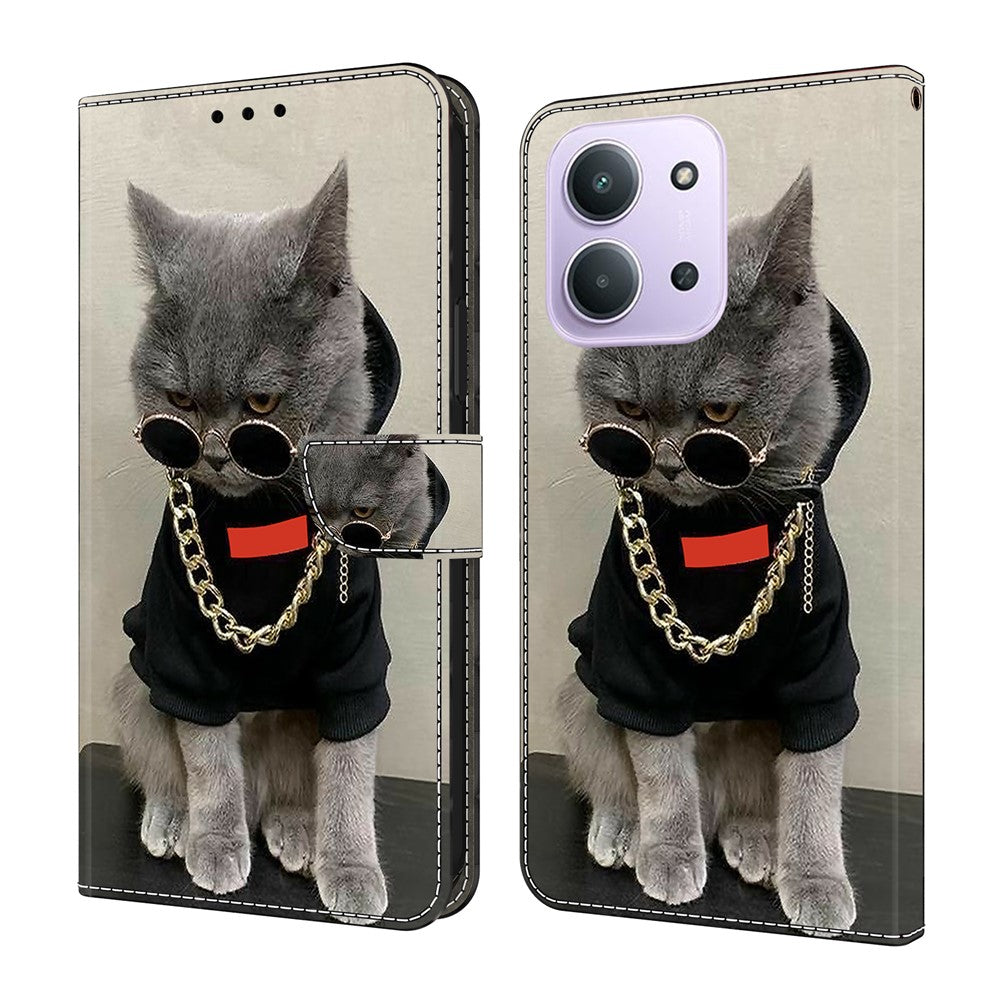 For Xiaomi Redmi 15C 4G (Global) (171mm)  /  Poco C85 4G (171mm) Leather Case Pattern Printing Wallet Stand Flip Phone Cover