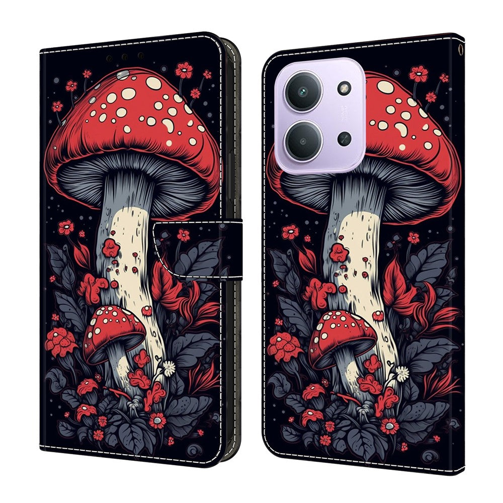 For Xiaomi Redmi 15C 4G (Global) (171mm)  /  Poco C85 4G (171mm) Leather Case Pattern Printing Wallet Stand Flip Phone Cover