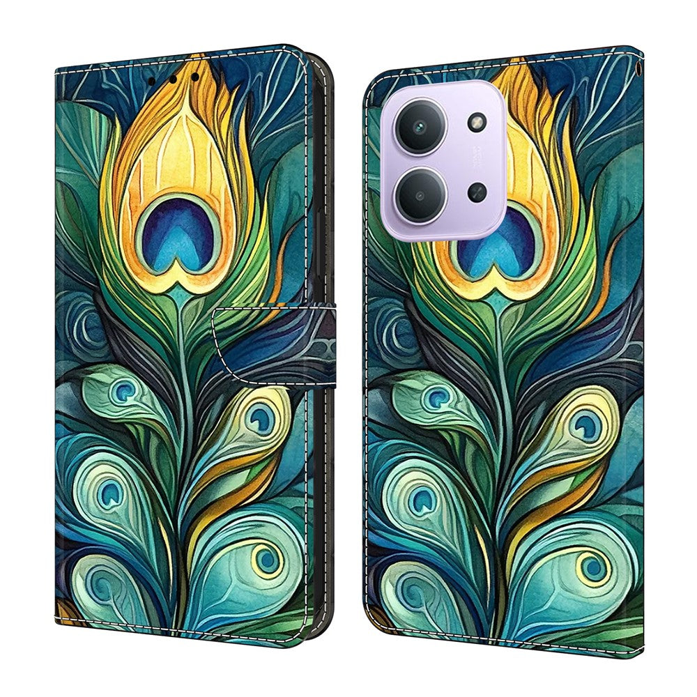 For Xiaomi Redmi 15C 4G (Global) (171mm)  /  Poco C85 4G (171mm) Leather Case Pattern Printing Wallet Stand Flip Phone Cover