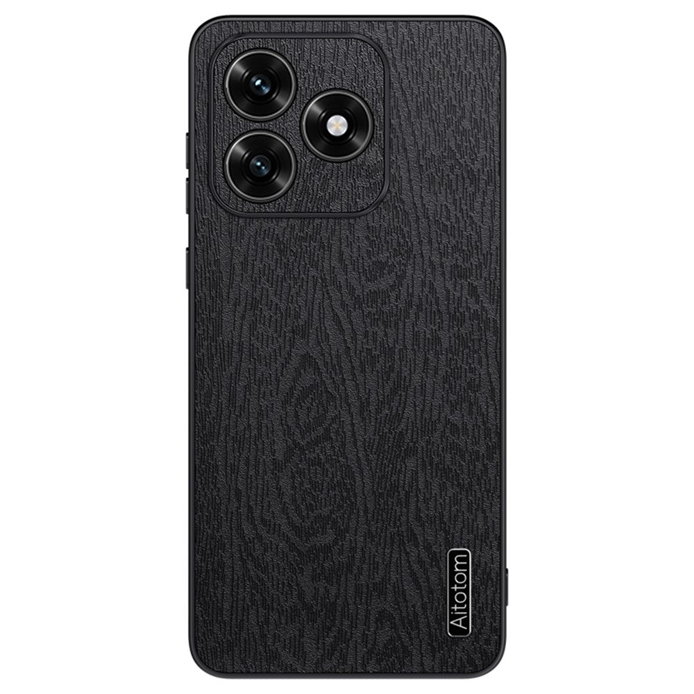 For Honor X5c 4G Etui Træstruktur PU Læderbelagt PC TPU Telefoncover