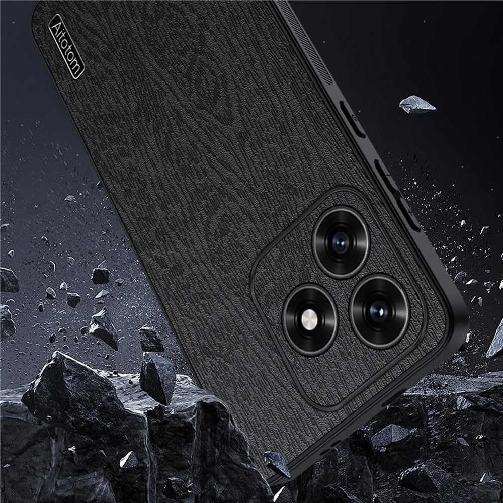 For Honor X5c 4G Etui Træstruktur PU Læderbelagt PC TPU Telefoncover