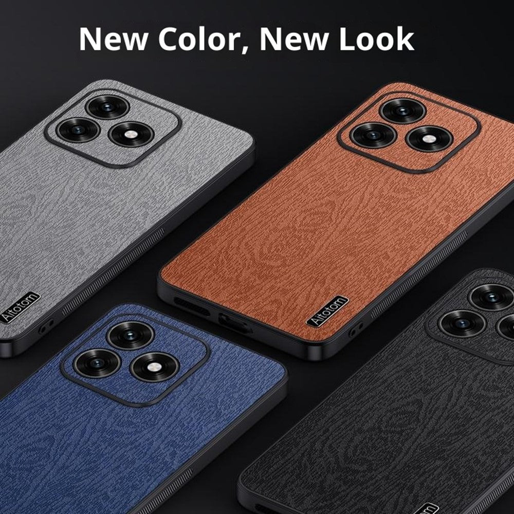 For Honor X5c 4G Etui Træstruktur PU Læderbelagt PC TPU Telefoncover