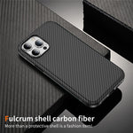 For iPhone 15 Pro Max Skin-touch Case Carbon Fiber Texture PC + TPU Back Cover Compatible with MagSafe