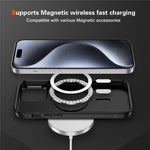 For iPhone 15 Pro Max Skin-touch Case Carbon Fiber Texture PC + TPU Back Cover Compatible with MagSafe