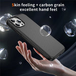 For iPhone 15 Pro Max Skin-touch Case Carbon Fiber Texture PC + TPU Back Cover Compatible with MagSafe