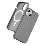 For iPhone 15 Plus / 14 Plus Skin-touch Case Carbon Fiber Texture PC + TPU Back Cover Compatible with MagSafe