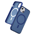 For iPhone 15 Plus / 14 Plus Skin-touch Case Carbon Fiber Texture PC + TPU Back Cover Compatible with MagSafe