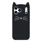 For iPhone 17 Pro Silicone Case 3D Moustache Cat Protective Phone Cover
