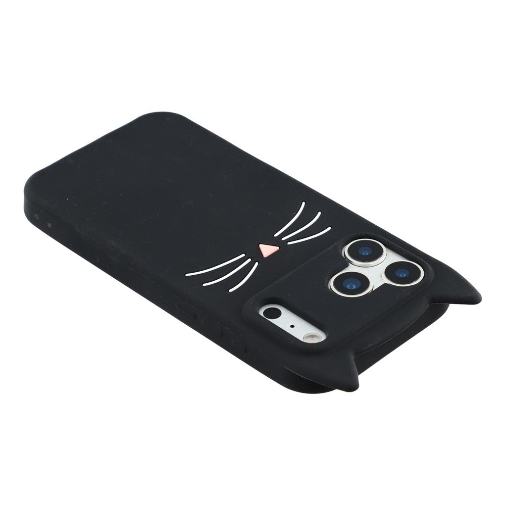 For iPhone 17 Pro Silicone Case 3D Moustache Cat Protective Phone Cover