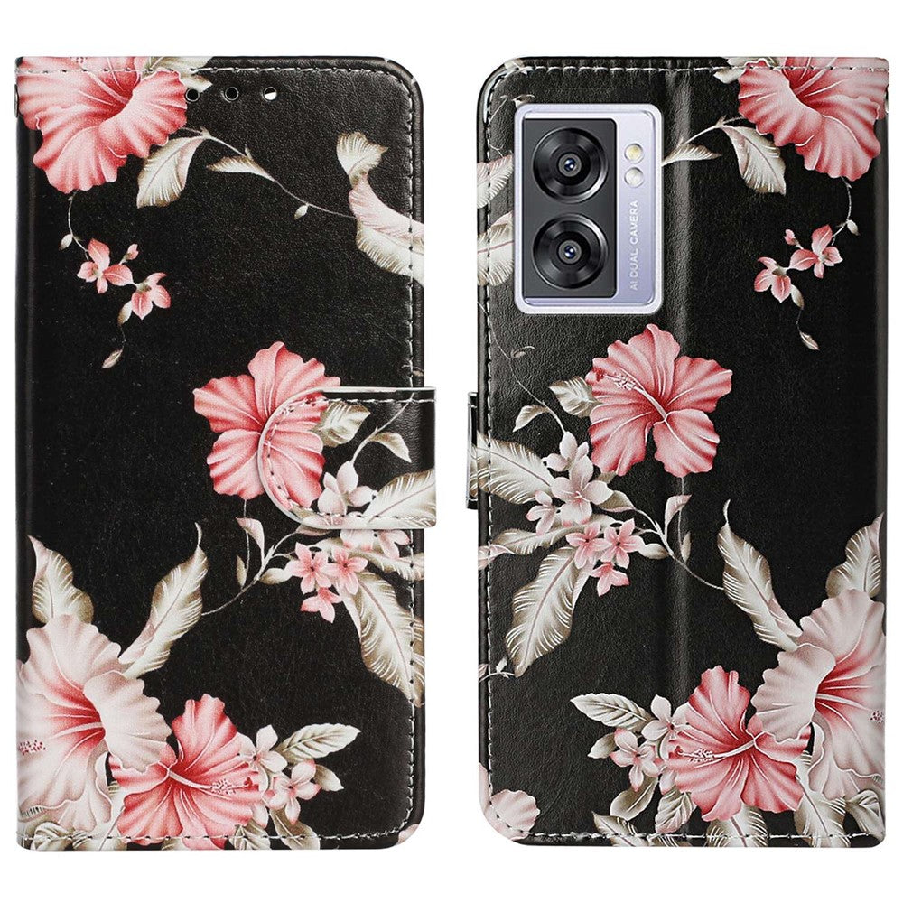 For Oppo A57 4G / A57s 4G / A57 (2022) 5G / A77 5G Pattern Printing Flip Stand Cover PU Leather Magnetic Closure Wallet Phone Case