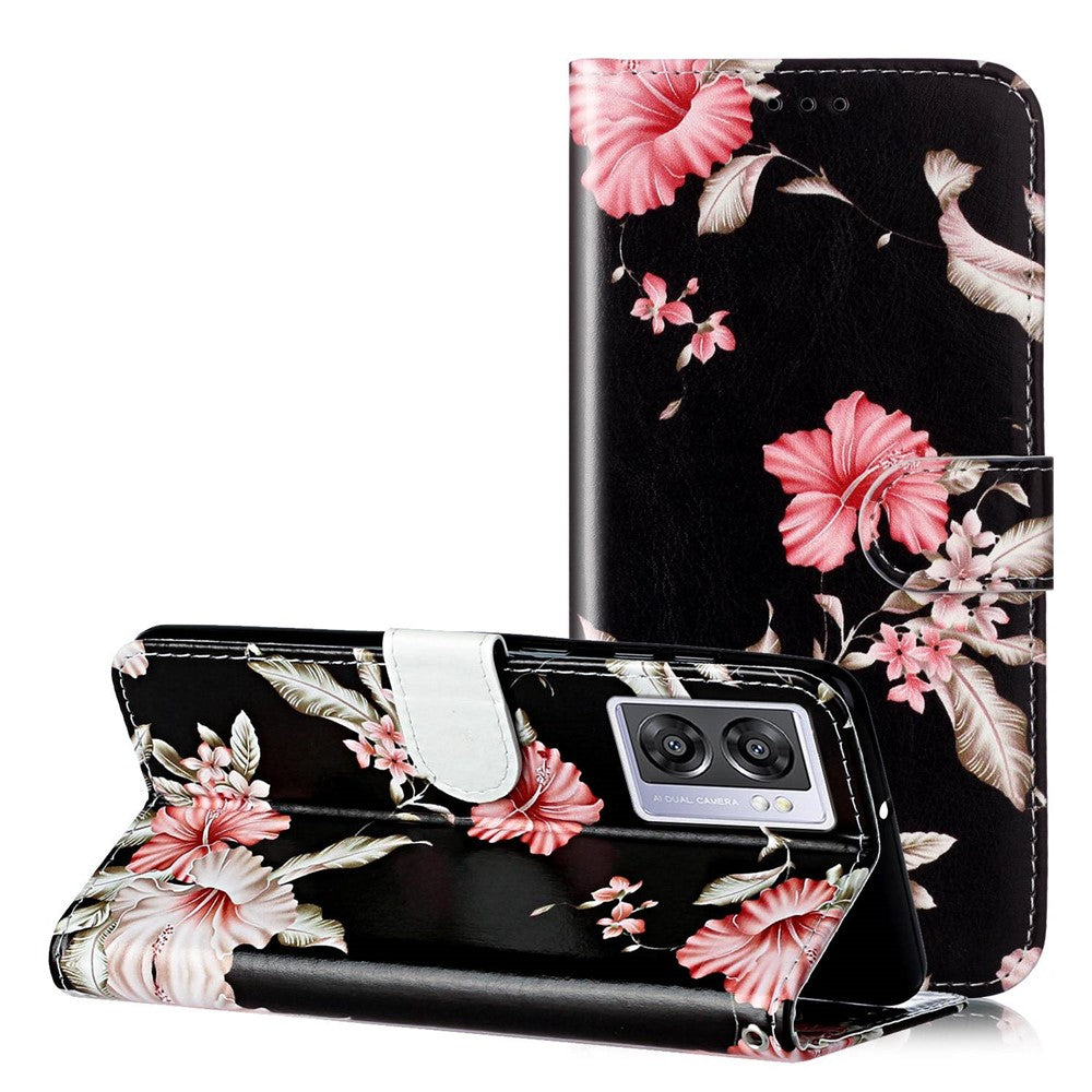 For Oppo A57 4G / A57s 4G / A57 (2022) 5G / A77 5G Pattern Printing Flip Stand Cover PU Leather Magnetic Closure Wallet Phone Case