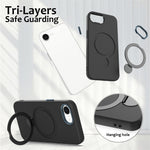 For iPhone 17th / 16th Case Compatible with MagSafe Rotating Ring Kickstand TPU + PC Phone Back Cover
