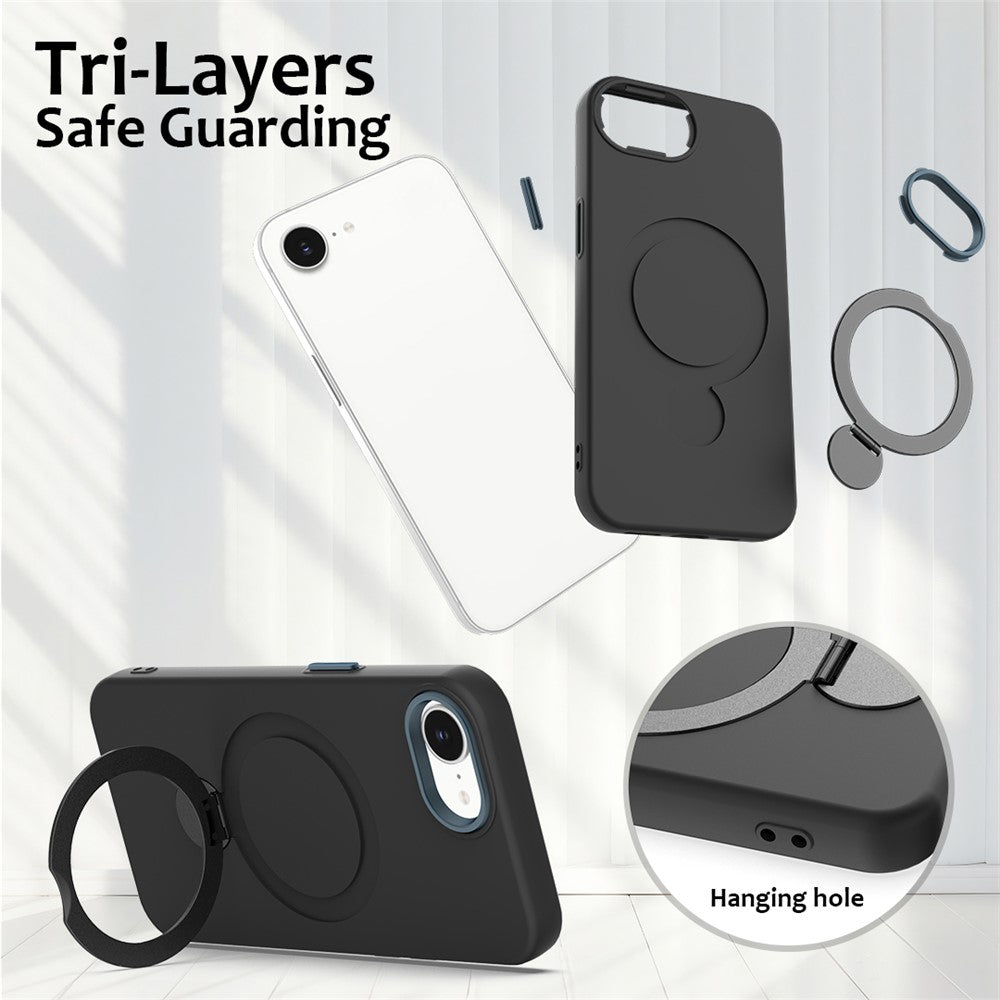 For iPhone 17th / 16th Case Compatible with MagSafe Rotating Ring Kickstand TPU + PC Phone Back Cover
