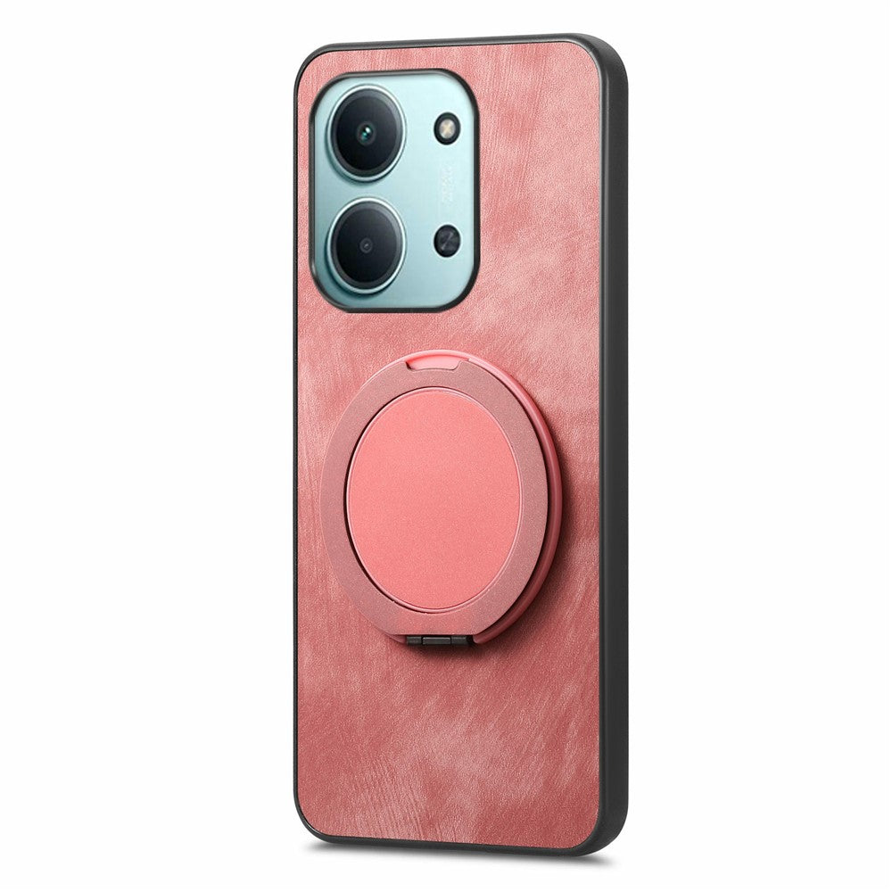 Xiaomi Redmi 15C 4G (Global) (171mm) / Poco C85 4G (171mm) mobilskal med roterande stativ Stressavlastande retro läderbaksida