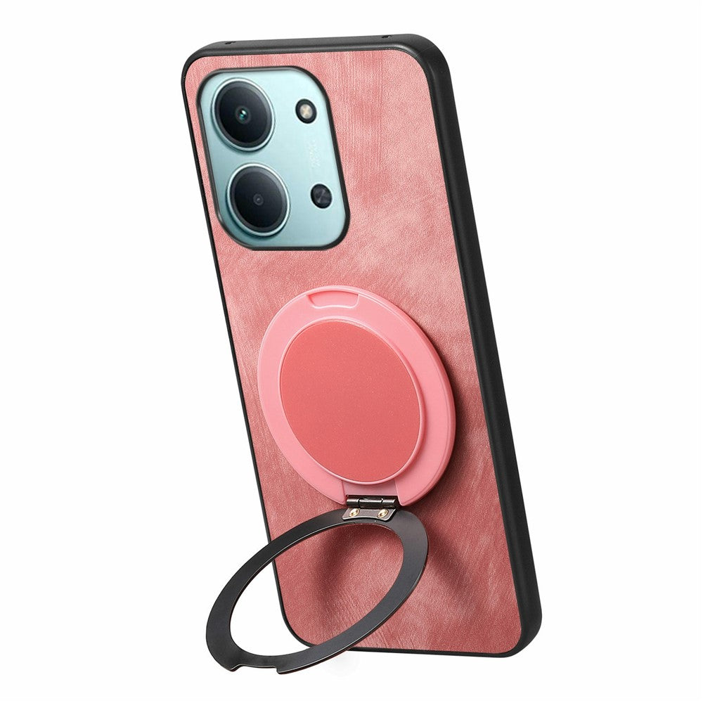 Xiaomi Redmi 15C 4G (Global) (171mm) / Poco C85 4G (171mm) mobilskal med roterande stativ Stressavlastande retro läderbaksida