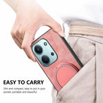 Xiaomi Redmi 15C 4G (Global) (171mm) / Poco C85 4G (171mm) mobilskal med roterande stativ Stressavlastande retro läderbaksida
