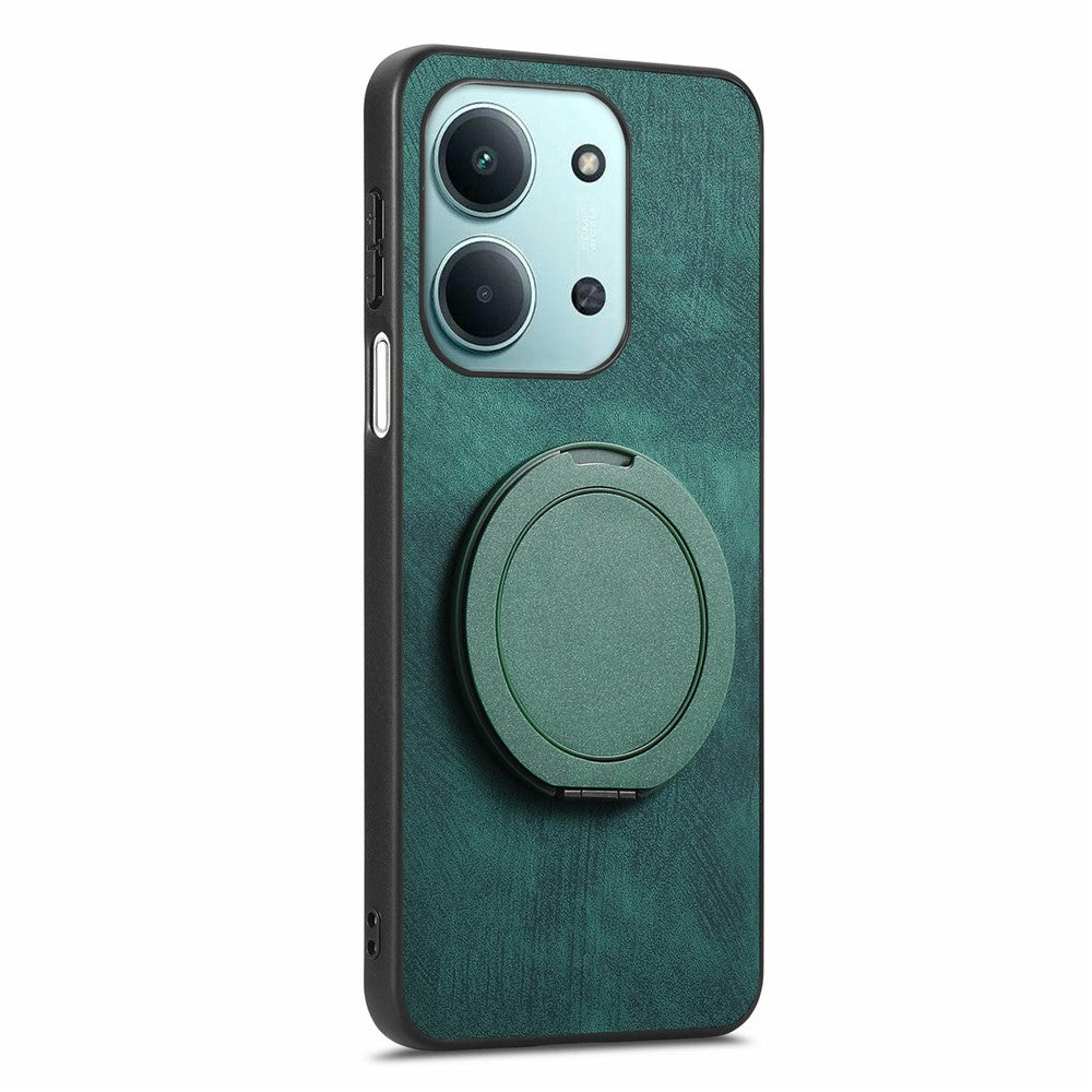 Xiaomi Redmi 15C 4G (Global) (171mm) / Poco C85 4G (171mm) mobilskal med roterande stativ Stressavlastande retro läderbaksida