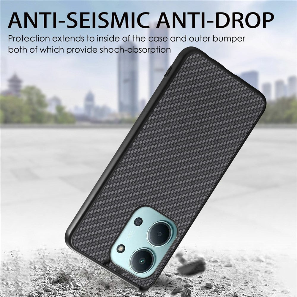 mobilskal till Xiaomi Redmi 15C 5G (EU) (173 mm) / 15C 4G (EU) (173 mm) Kolfiberstruktur PU-läder + PC + TPU-skal