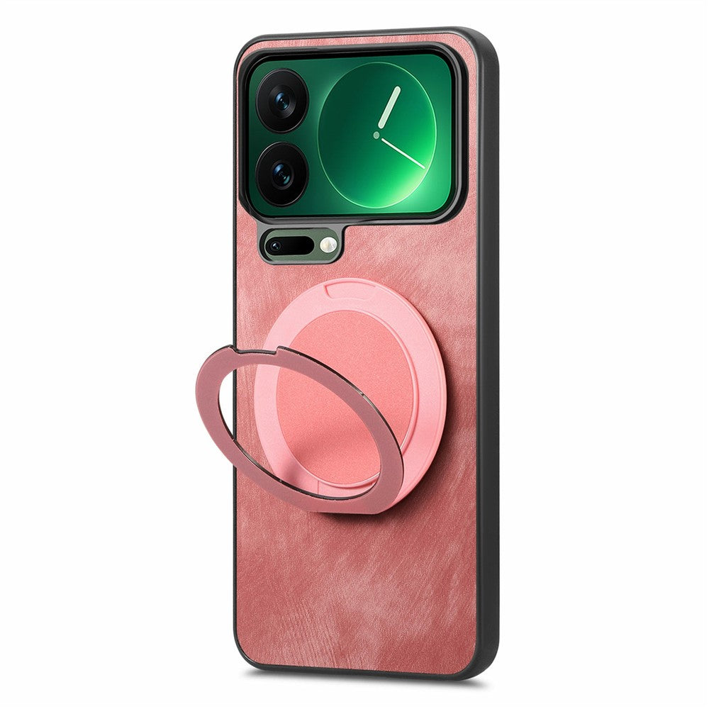 Xiaomi 17 Pro mobilskal med roterande stativ stressavlastande retro läderbaksida