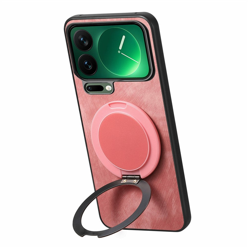 Xiaomi 17 Pro mobilskal med roterande stativ stressavlastande retro läderbaksida