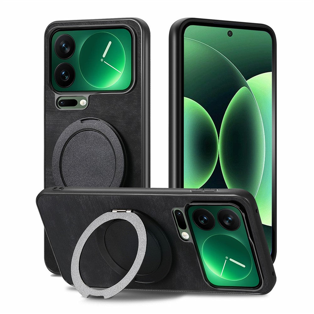 Xiaomi 17 Pro mobilskal med roterande stativ stressavlastande retro läderbaksida