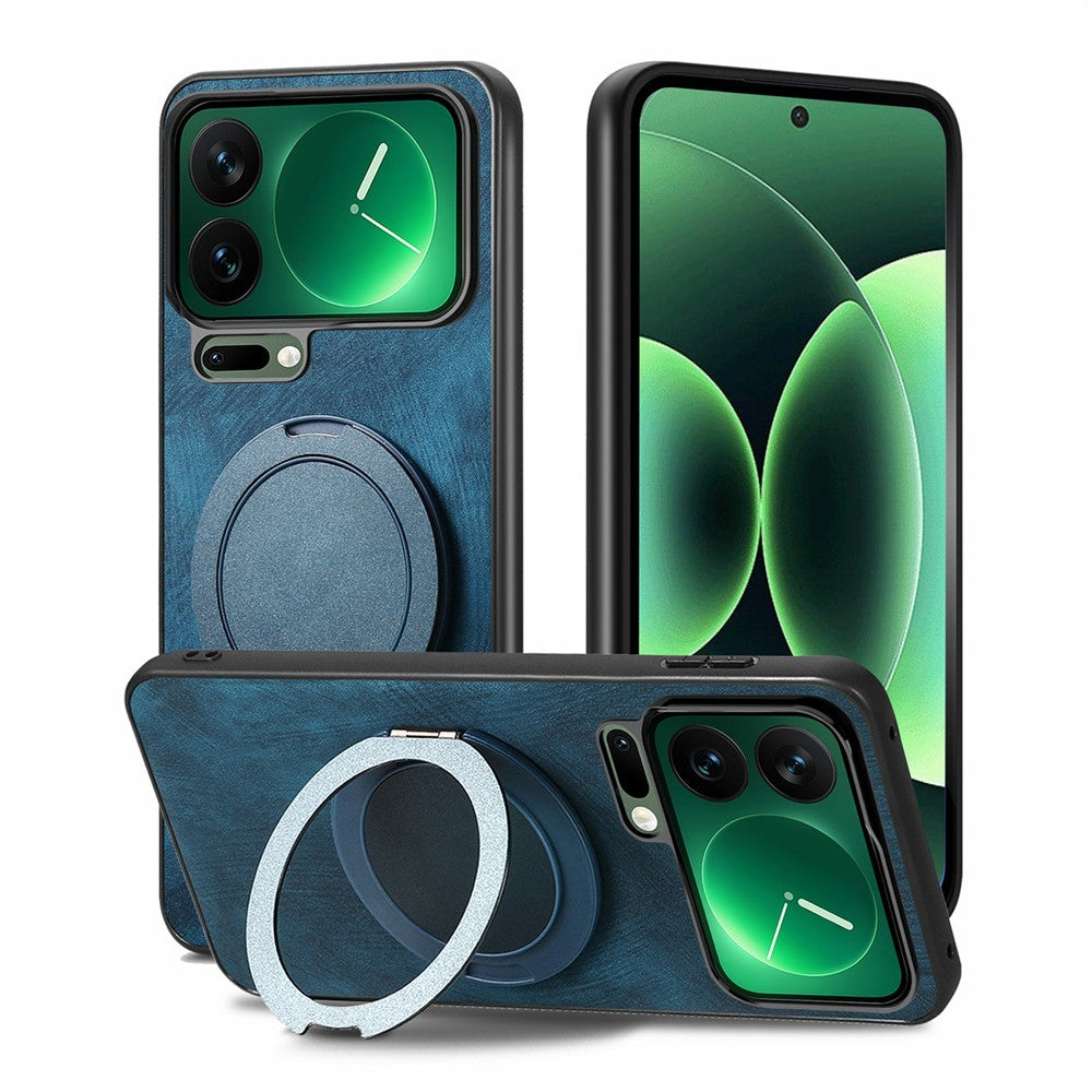 Xiaomi 17 Pro mobilskal med roterande stativ stressavlastande retro läderbaksida